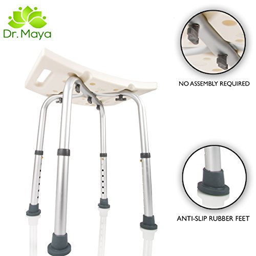 Adjustable Shower Chair with Grab Bar, Plastic Bath Seat, 300 Lb Capacity E9090