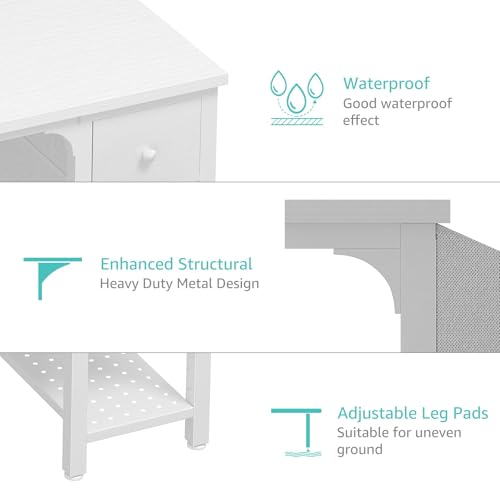 Computer Desk with Fabric Drawers, 40 Inch Reversible Gaming Desk for Small Space Home Office D876