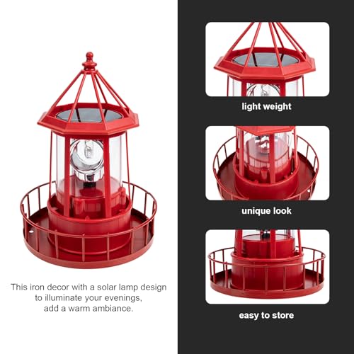 Solar Powered Rotating Lighthouse Lamp for Outdoor Garden Decor X9019