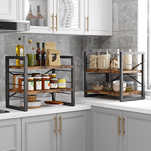 3 Tier Industrial Bookcase, Rustic Etagere Bookshelf for Living Room U5786