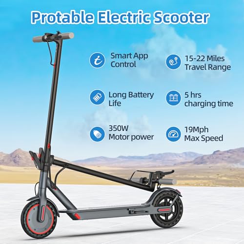 Electric Scooter for Adults, 350W, 19 Mph, 15-19 Mile Range, Folding with 8.5" Solid Tires O775637
