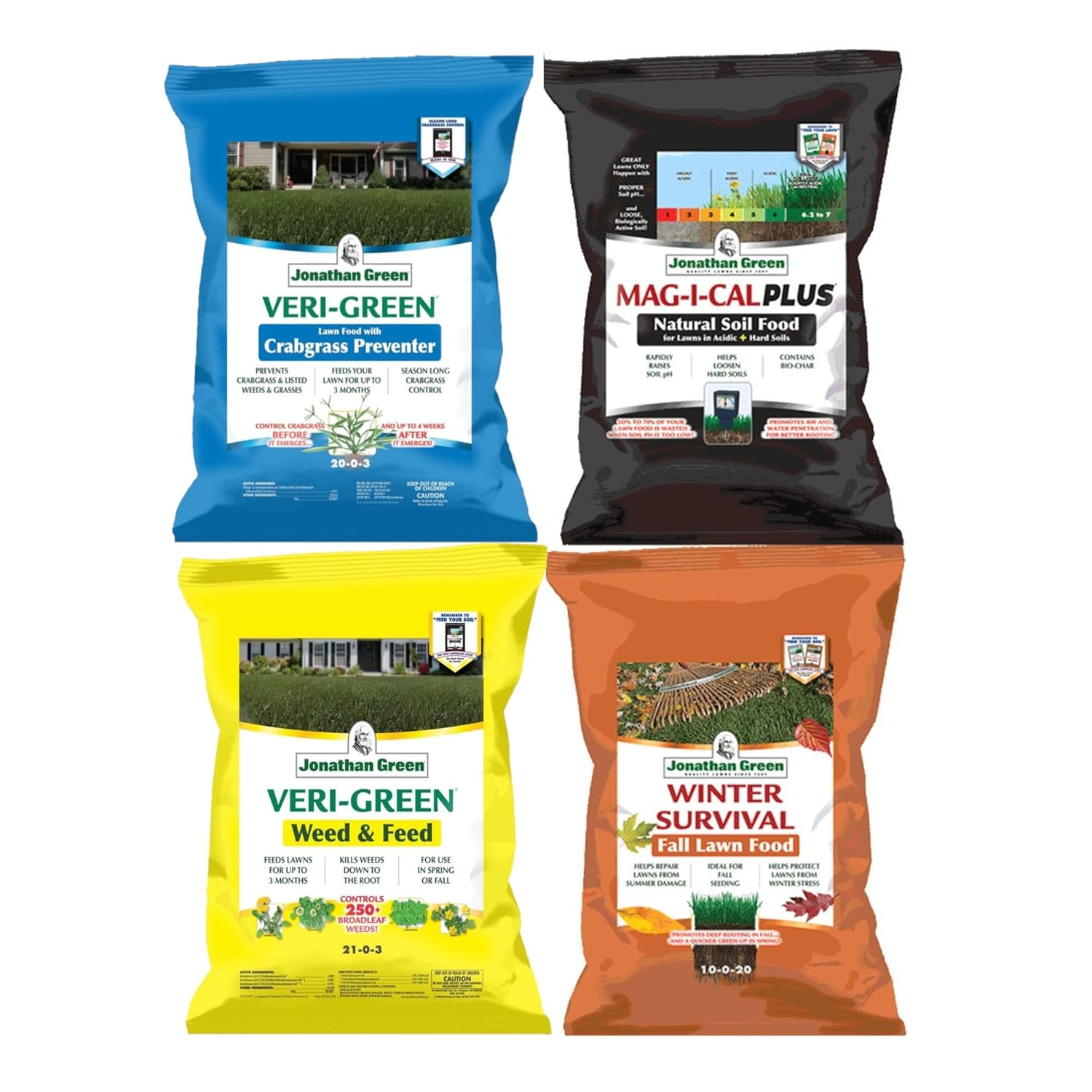 Jonathan Green Lawn Enhancement Fertilizer Program (Pack of 4) (5,000 Square Feet Coverage, Designed for Acidic Lawns)