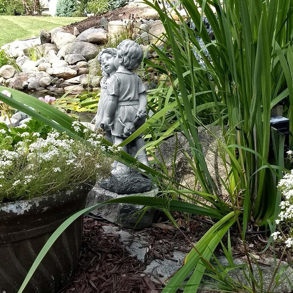 Outdoor Kissing Bench Statue Garden Ornament Set A249