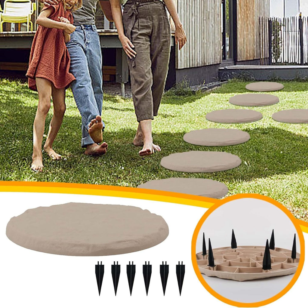 Garden Stepping Stones with Ground Stakes for Walkway Patio Yard N6814