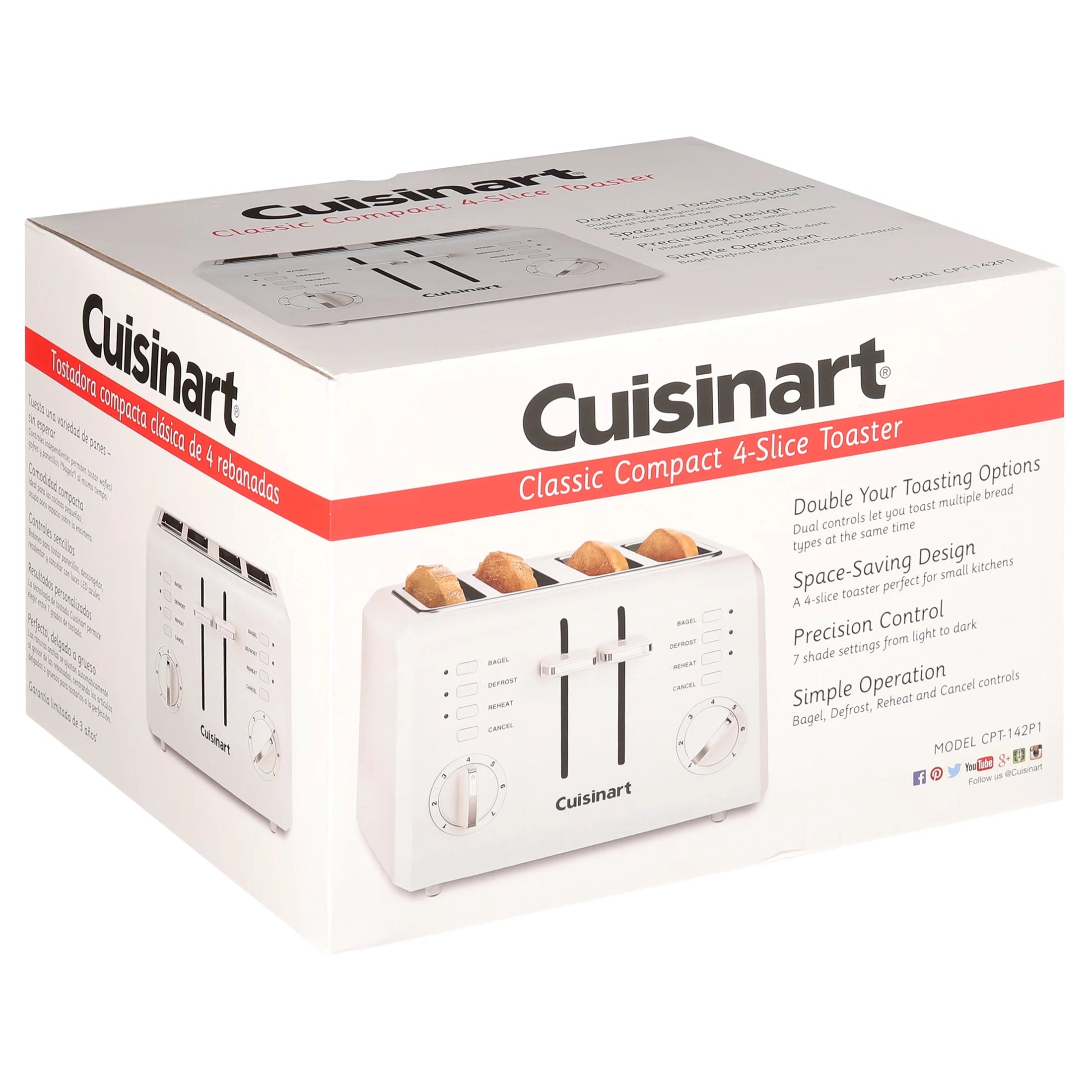 4 Slice Compact Plastic Toaster A14896