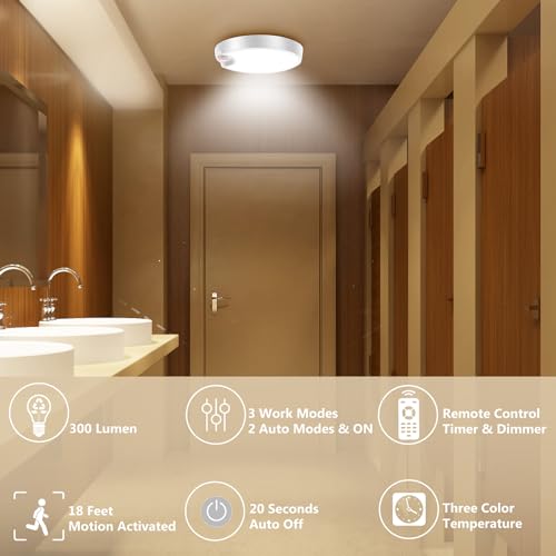 Motion Sensor Ceiling Light with Remote, Wireless Battery Operated LED E79120