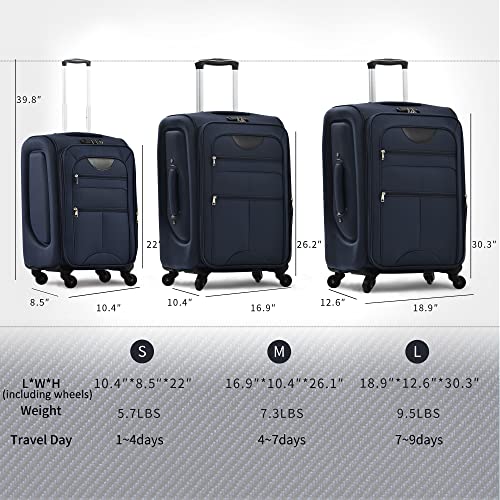 Softside 3-Piece Expandable Luggage Set with TSA Lock Spinner Wheels S375