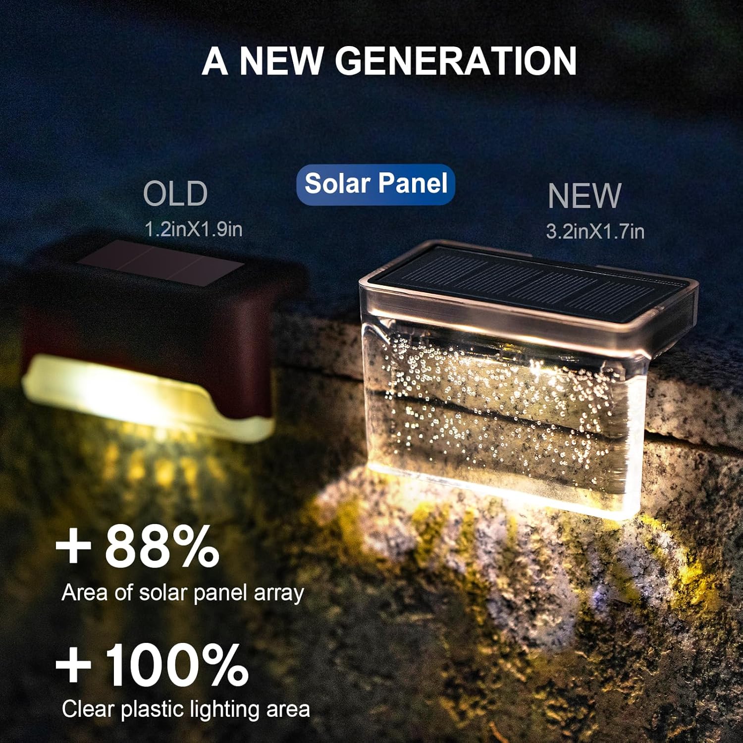Solar Step Lights Outdoor Waterproof LED for Patio Stairs, 8 Pack, Warm White X26541