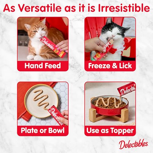 Handheld Lickable Treats for Cats, Chicken and Tuna Salmon, 54 Count A909