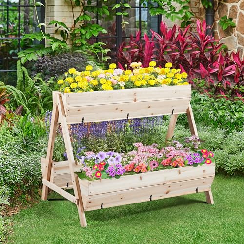 Wooden Raised Garden Bed with Legs 3 Tiers Elevated Planter Box Outdoor B602