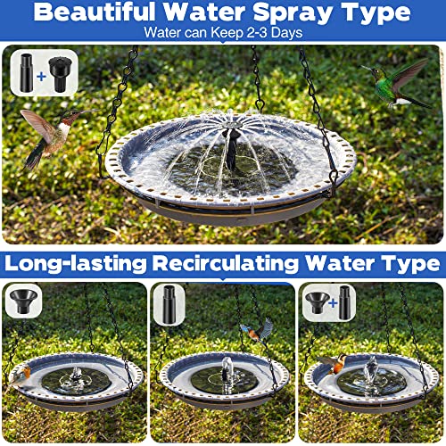 Solar Bird Bath Fountain for Outdoor, Solar Powered Hummingbird Water Fountain with 4 Water Spray X79878