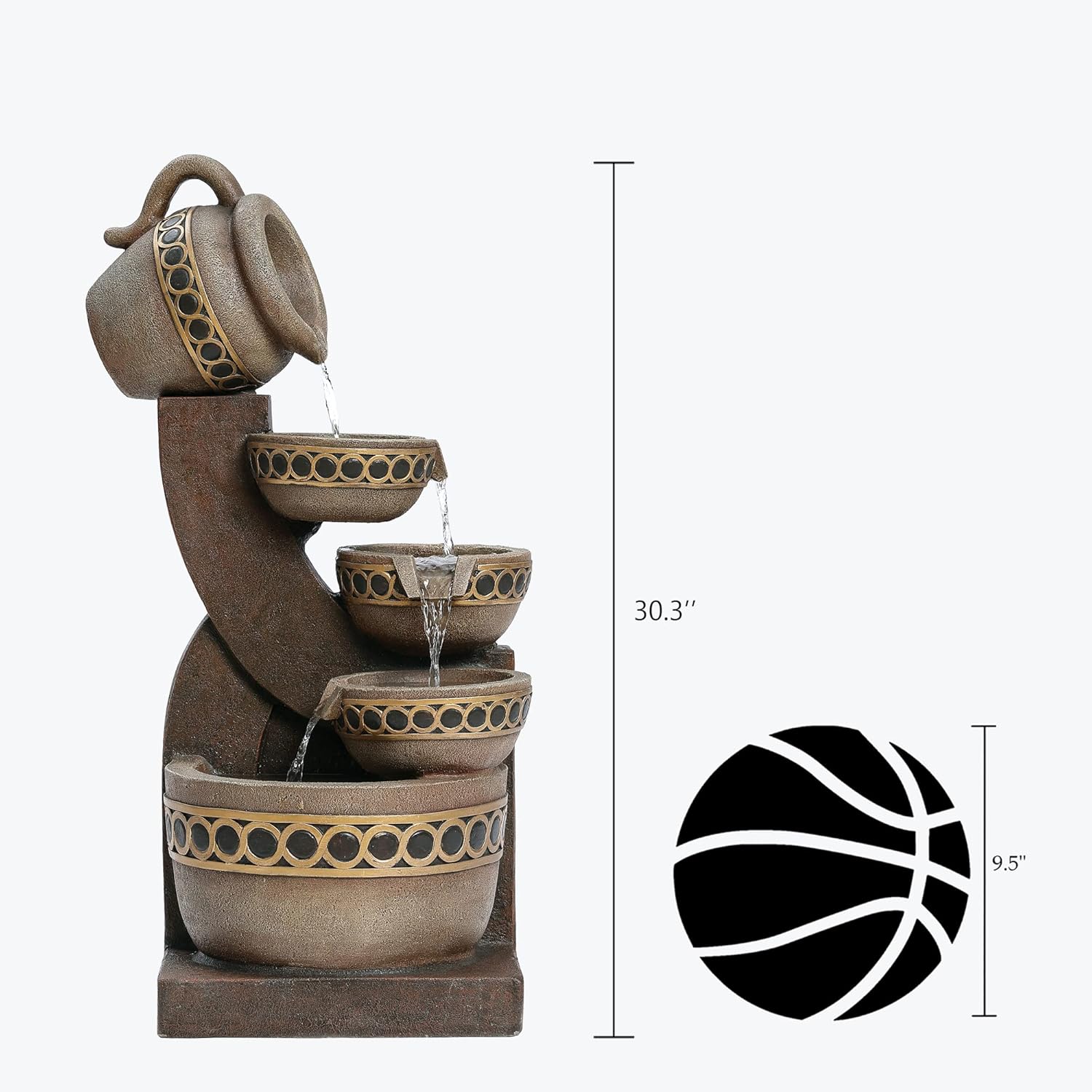 Outdoor Water Fountain, 5 Tiered Cascading Pitchers for Patio and Garden P44741