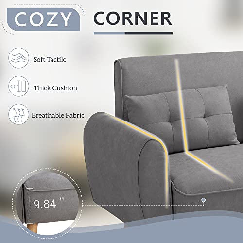 Linen Loveseat Sofa with 2 Pillows, Dark Grey N297821