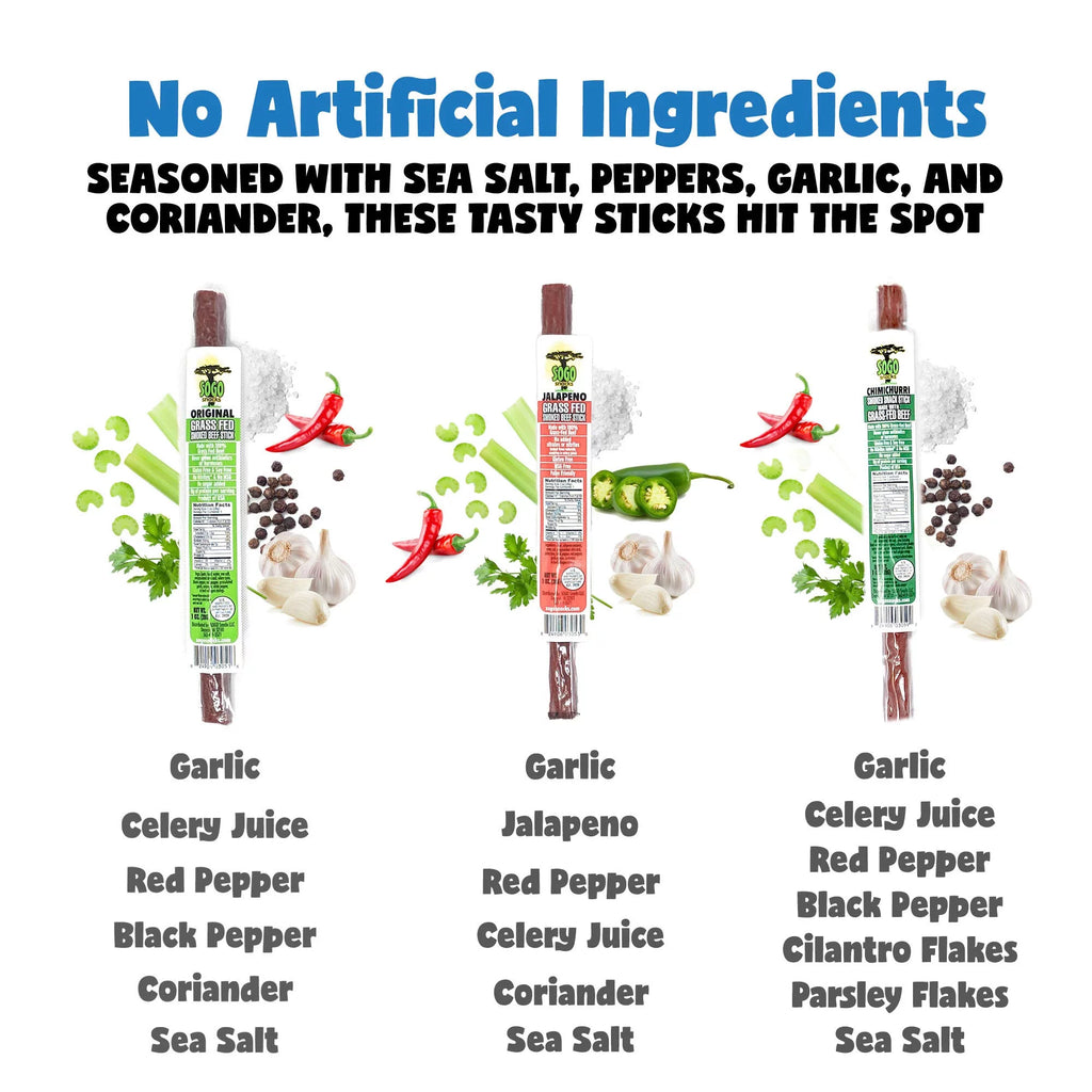 Beef Sticks Variety Pack, Grass-Fed, No Sugar, Keto-Friendly S692