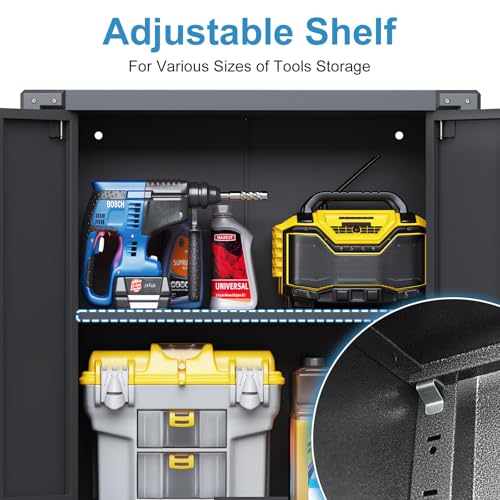 Wall Cabinet with 2 Doors, Lockable, Adjustable Shelves, Heavy Duty Steel J4545