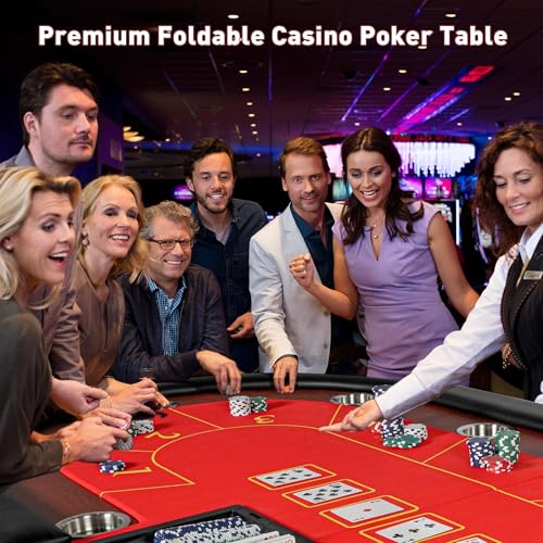 Foldable Blackjack Poker Table with Cup Holders G3690