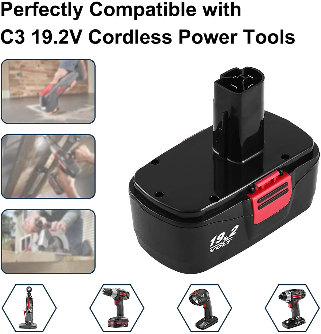 2 Pack C3 Replacement Battery 19.2V for Cordless Tools Q654866