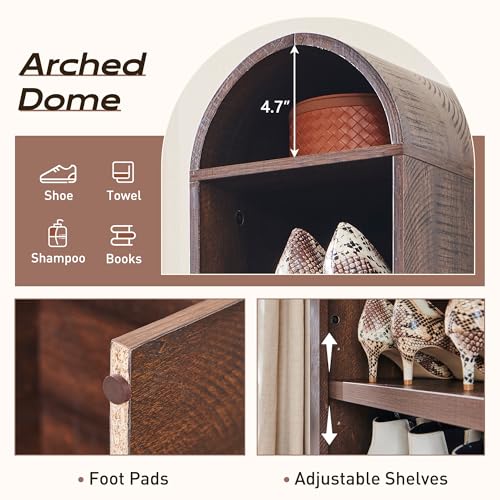Arched Bookshelf, 7-Tier Bookcase with Adjustable Shelves A456