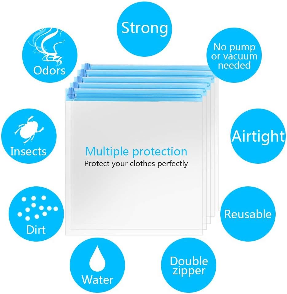10 Pack Travel Space Saver Bags, Reusable Roll-Up Compression Storage Bags L13797