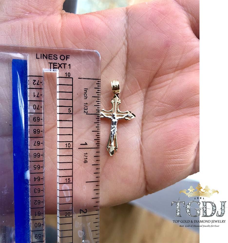 14K Gold Two Tone Jesus Cross Pendant Necklace P85316