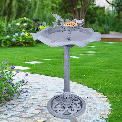 Garden Birdbath Outdoor Decor, Antique Grey, Lightweight U304967