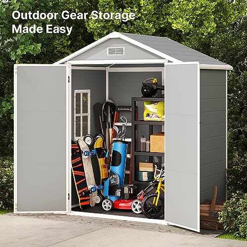 Outdoor Resin Storage Shed 5x3 FT with Lockable Door for Garden, Patio, Backyard W247105