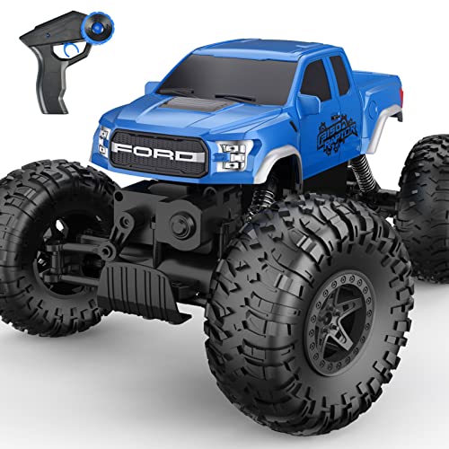 RC Truck 4WD Off Road Crawler Toy for Boys Girls 6-12, Blue C250000