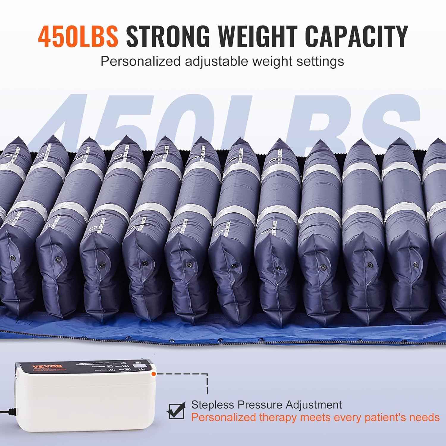Alternating Air Pressure Mattress, Dual-Layer Pad for Hospital Beds, 450LBS Capacity with Electric Quiet Pump H2199