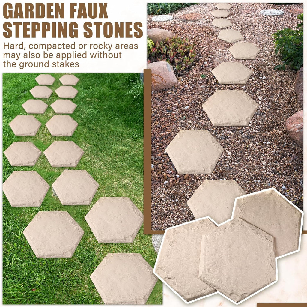 15.5 Inch Stepping Stones Outdoor with Ground Stakes for Pathway Lawn Garden I338