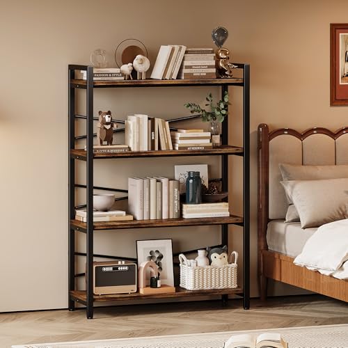 3 Tier Industrial Bookcase, Rustic Etagere Bookshelf for Living Room U5786