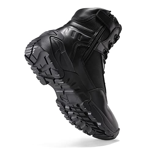 Men's Military Tactical Work Boots Side Zipper Leather Motorcycle Combat Boots N655026