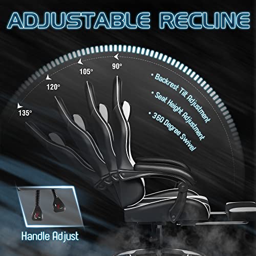 Gaming Chair with Footrest and Massage Lumbar Support J131131