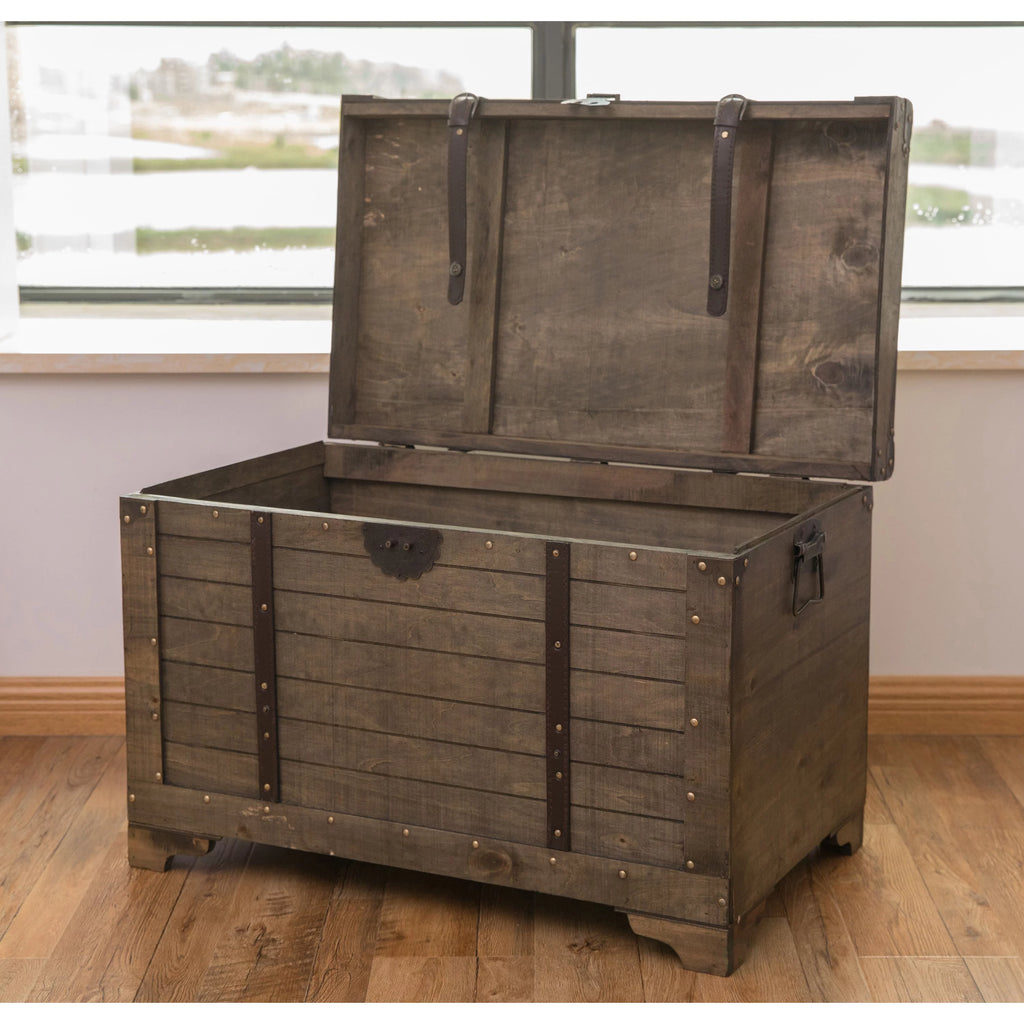 Large Natural Wood Storage Trunk Coffee Table M381