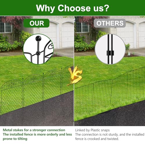 Metal Garden Fence Border for Yard, 32 in H x 11.8 ft L, Rustproof Outdoor Barrier V84591