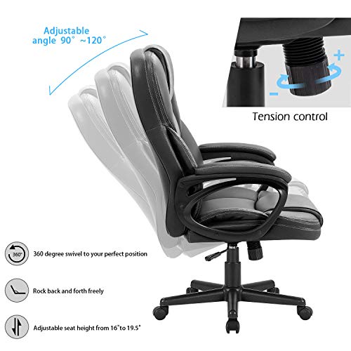 Office Executive Chair High Back Adjustable Swivel PU Leather with Lumbar Support I3854