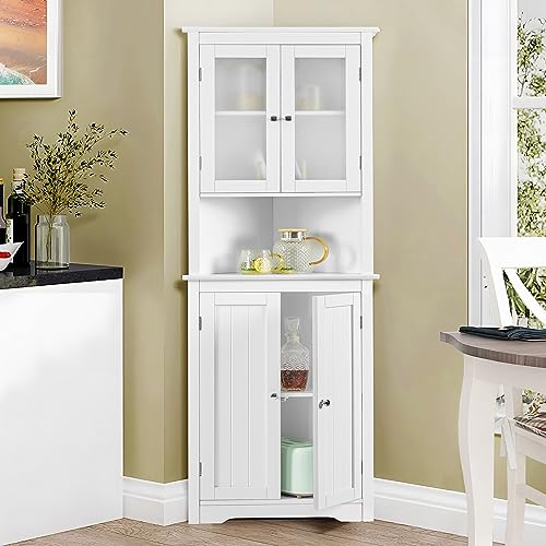 67" Tall Bathroom Cabinet with 2 Doors and 1 Drawer, Adjustable Shelves T930834