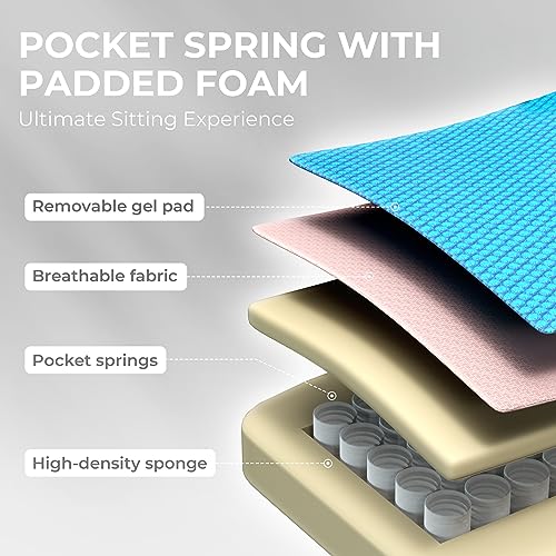 Gaming Chair with Breathable Fabric, Pocket Spring Cushion and Footrest H620