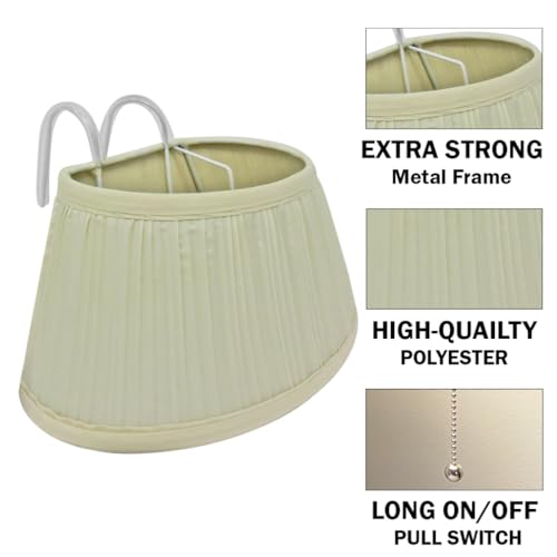 Bed Headboard Reading Lamp Book Light 2 Pack Soft Fabric Shade Pull Cord H1298