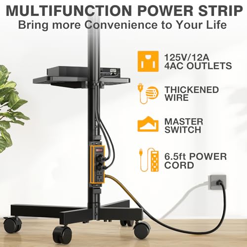 Mobile TV Stand with Power Outlet, Rolling TV Cart for 23-60 Inch TVs, Height Adjustable, VESA 400x400mm H58390