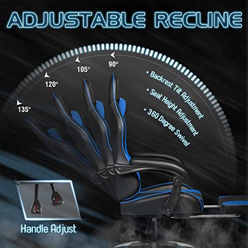 Gaming Chair with Footrest and Massage Lumbar Support J131131