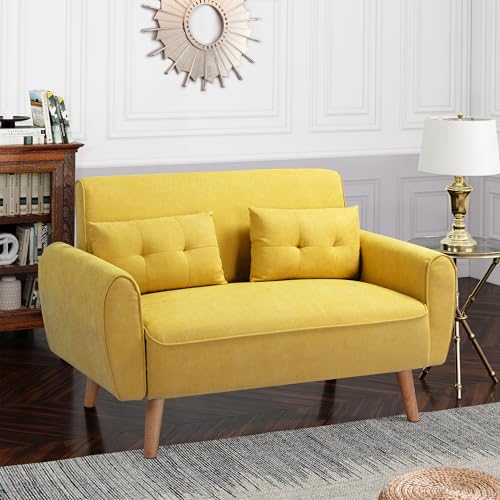 Linen Loveseat Sofa with 2 Pillows, Dark Grey N297821