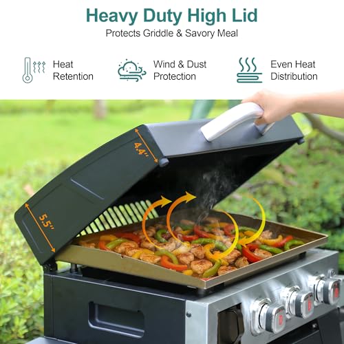 6-Burner Propane Gas Grill and Griddle Combo with Stainless Steel Lids F7495