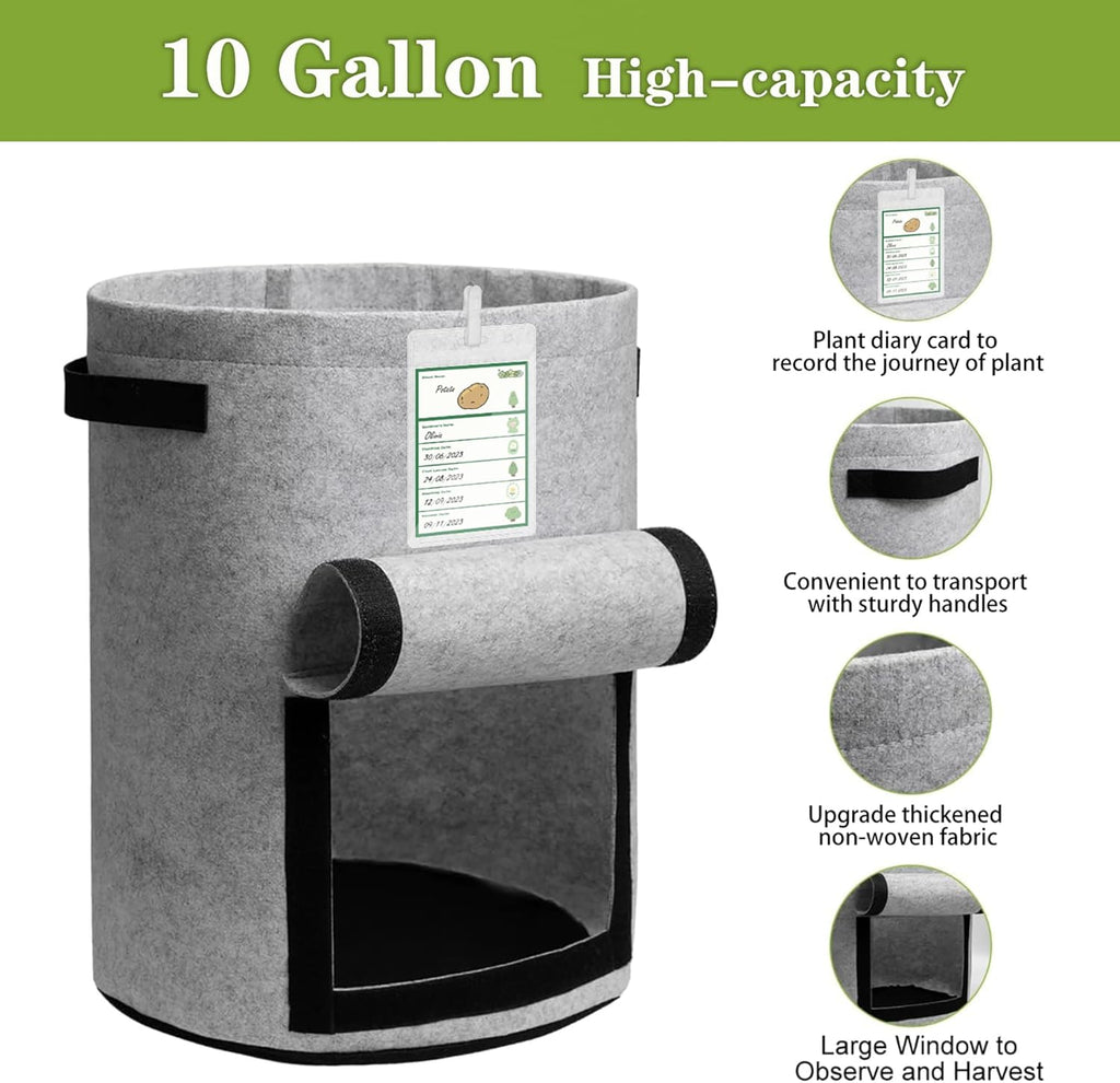 10 Gallon Potato Grow Bags with Flap, 5-Pack W2228