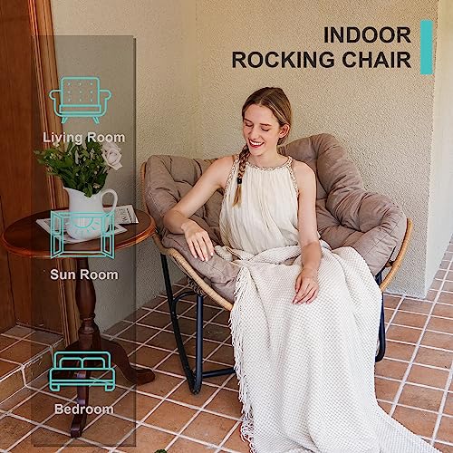 Oversized Patio Papasan Rocking Chair with Wicker Lounge G5657