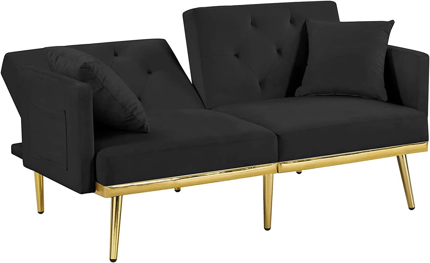 Convertible Folding Sofa Bed with 2 Pillows, Velvet Sleeper Couch for Small Spaces Y7101