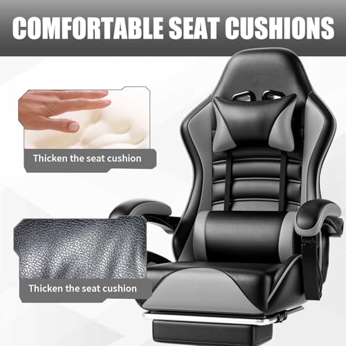 Ergonomic Gaming Chair with Footrest, Reclining, Lumbar Support I1131