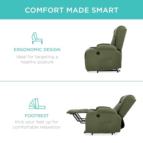 Electric Power Lift Recliner Massage Chair with Heat and USB Port, Brown M560374