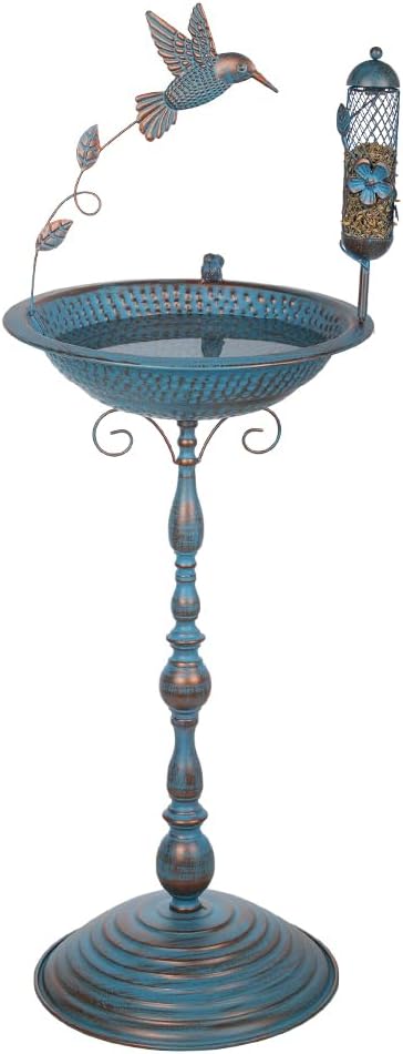 36" Bird Bath with Flower Planter Pedestal for Outdoors Garden Patio M863196