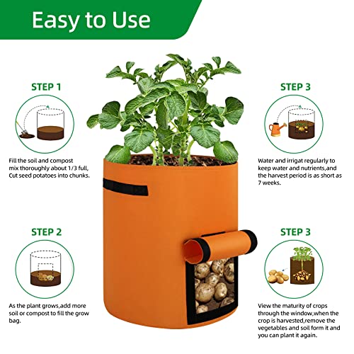 10 Gallon Grow Bags with Flap and Handles, 6-Pack K272