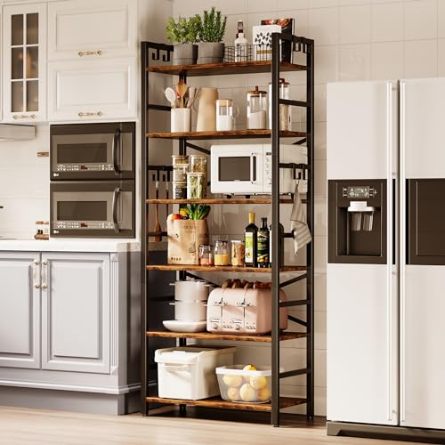 3 Tier Industrial Bookcase, Rustic Etagere Bookshelf for Living Room U5786